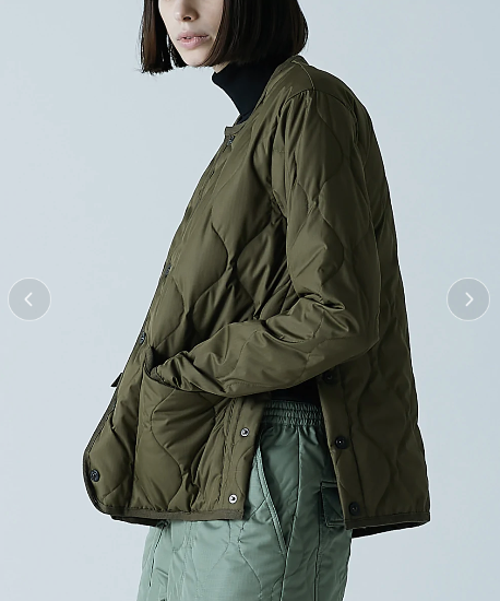 Taion Short Military Crew Neck Quilted Coat - Olive