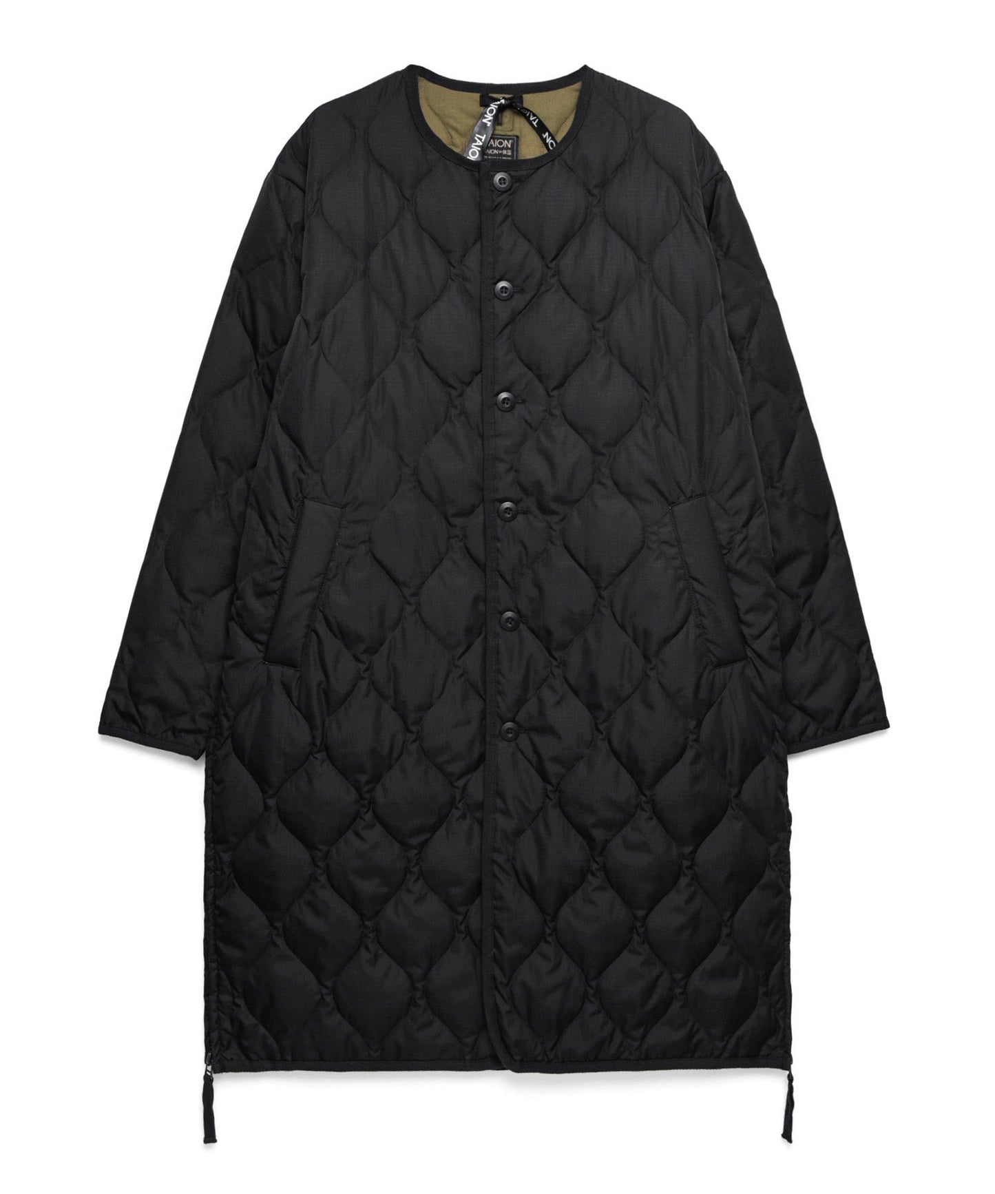 Taion Long Military Crew Neck Quilted Coat - Black - Vincent Park - {{shop.address.city}} {{ shop.address.country }}