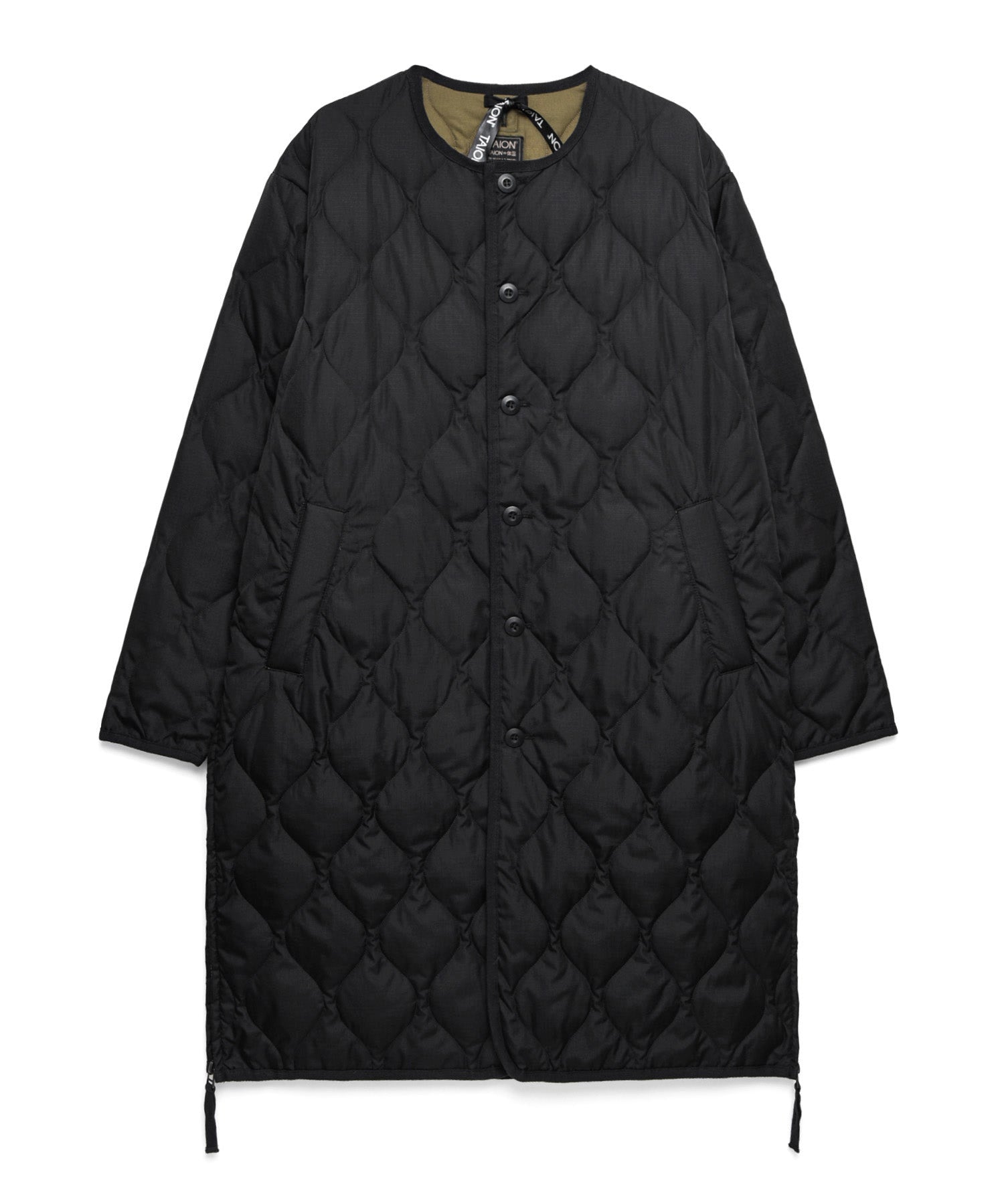 Taion Long Military Crew Neck Quilted Coat - Black - Vincent Park - {{shop.address.city}} {{ shop.address.country }}