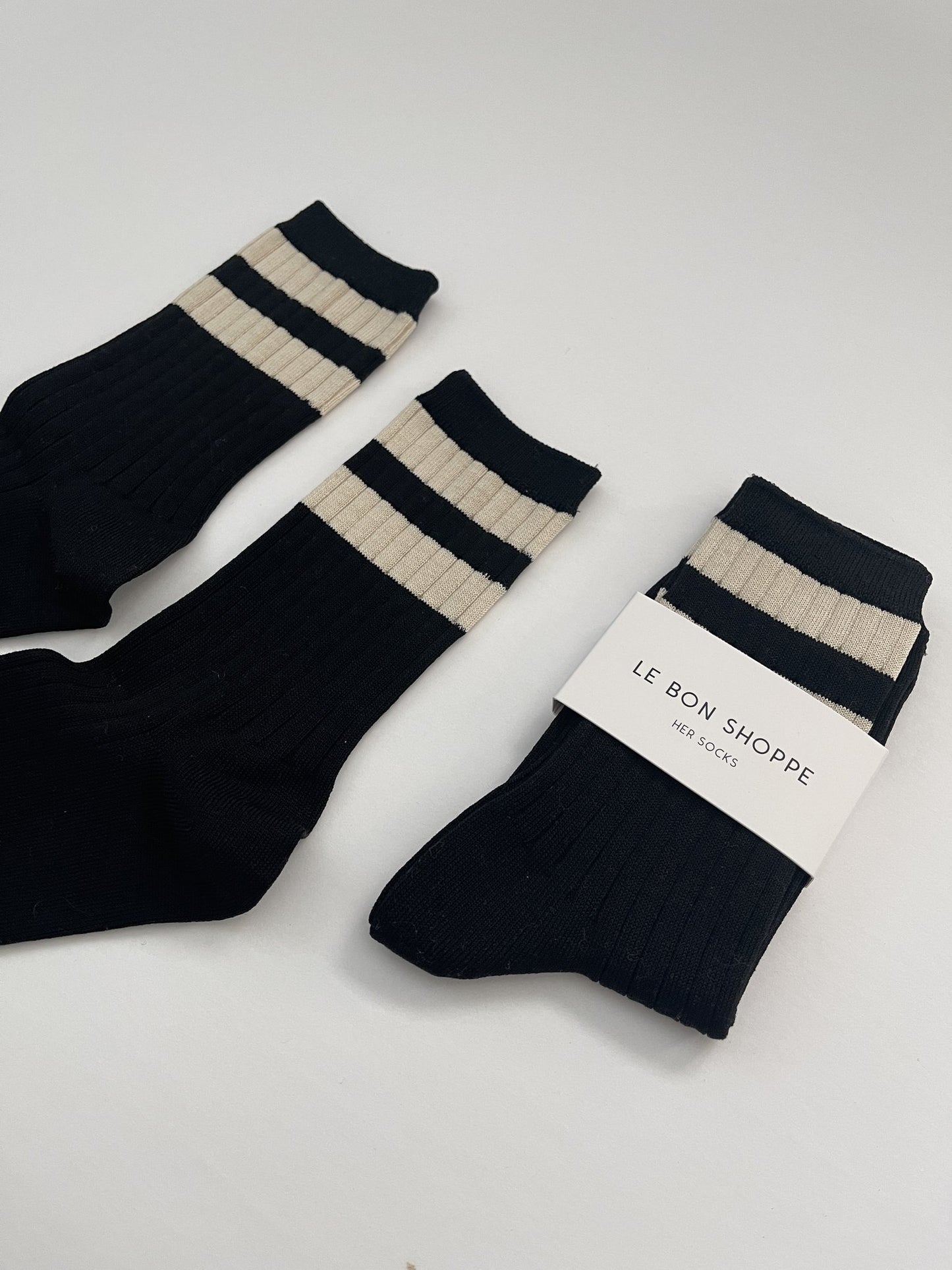 Le Bon Shoppe Her Varsity Socks - Black - Vincent Park - {{shop.address.city}} {{ shop.address.country }}