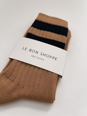 Le Bon Shoppe Her Varsity Socks - Peanut - Vincent Park - {{shop.address.city}} {{ shop.address.country }}