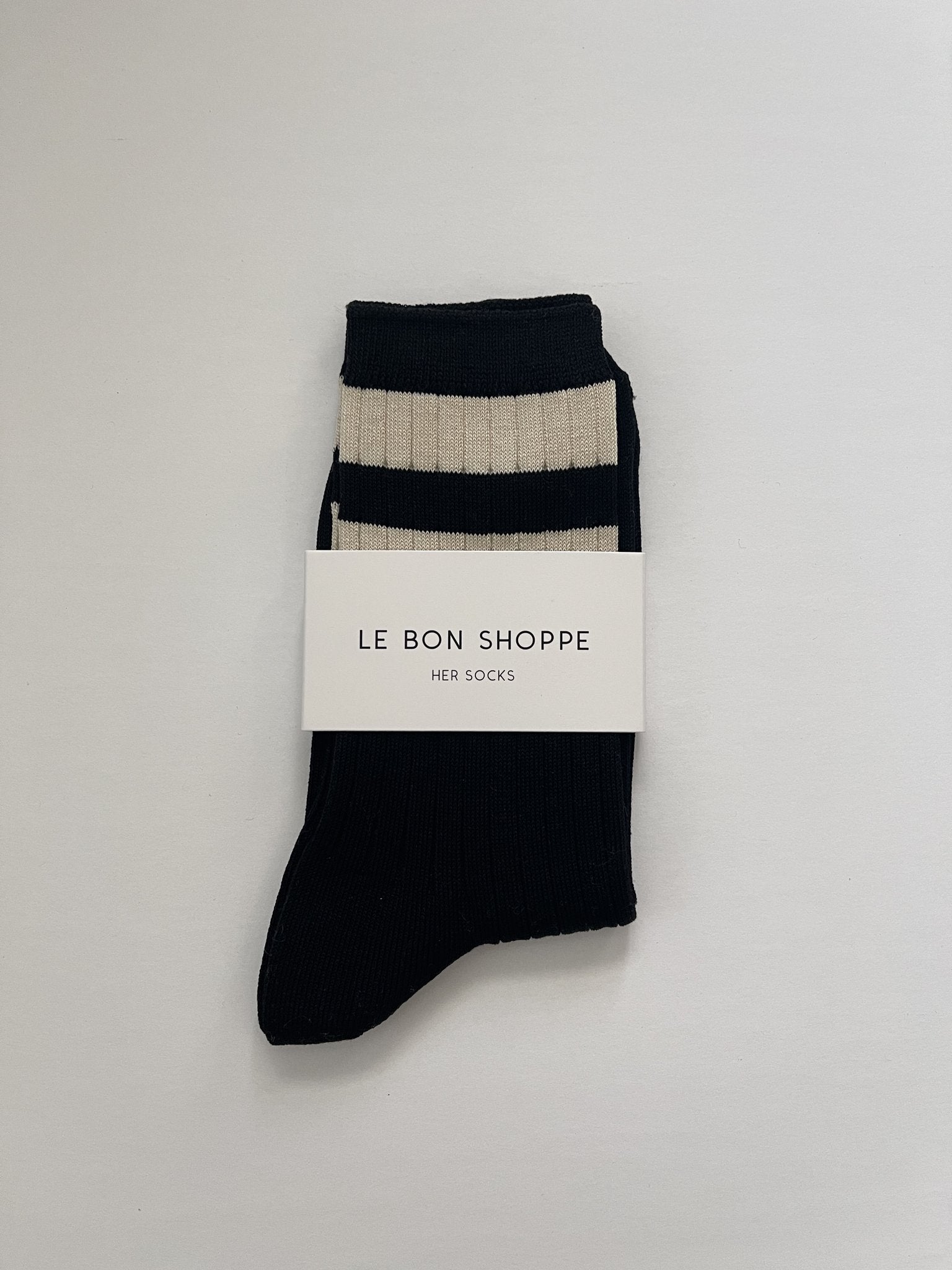 Le Bon Shoppe Her Varsity Socks - Black - Vincent Park - {{shop.address.city}} {{ shop.address.country }}